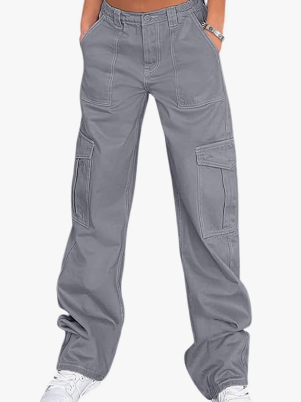 Straight-Leg Cargo Pants in Slate Gray